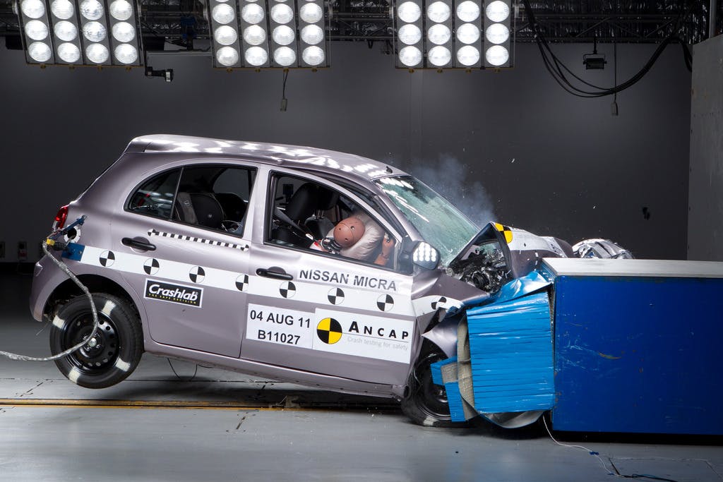 Nissan Micra (July 2011 - 2016) frontal offset test at 64km/h