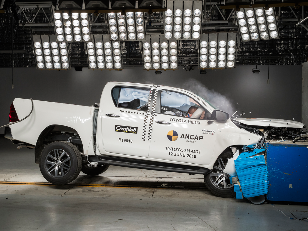 The ANCAP safety rating for the Toyota Fortuner (Oct 2019 – onwards) is based on crash tests of the Toyota Hilux.  Toyota Hilux pictured (frontal offset test at 64km/h).