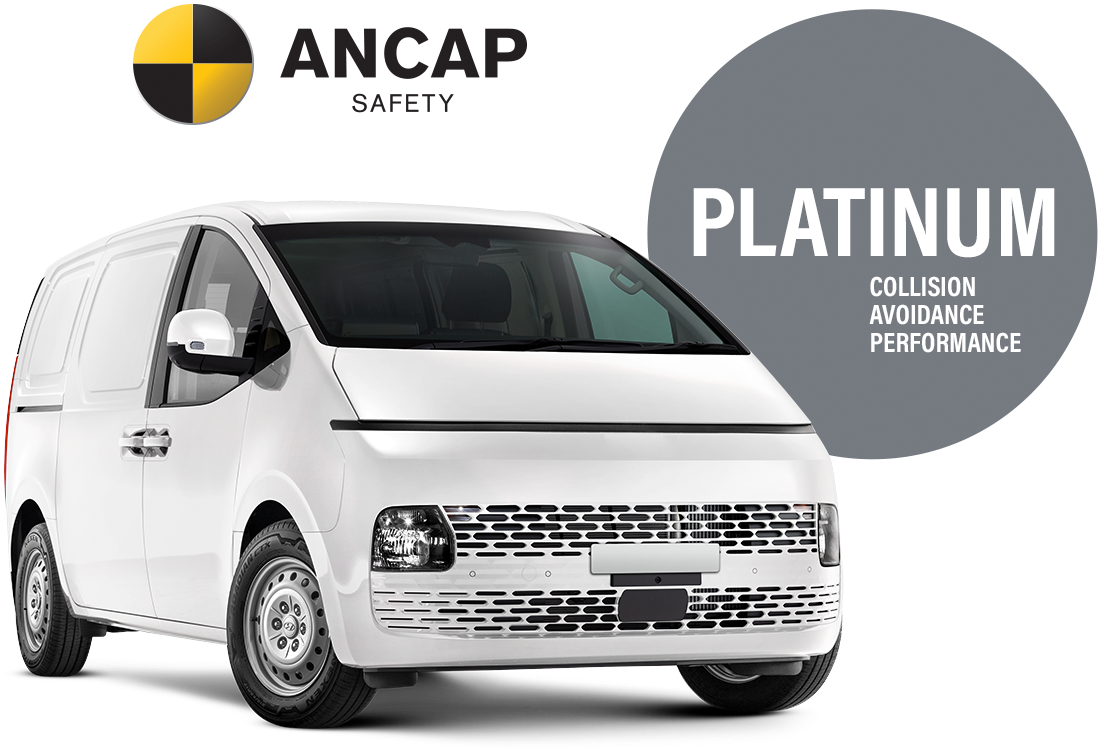 A white van awarded and ANCAP Platinum medal for Collision Avoidance Performance