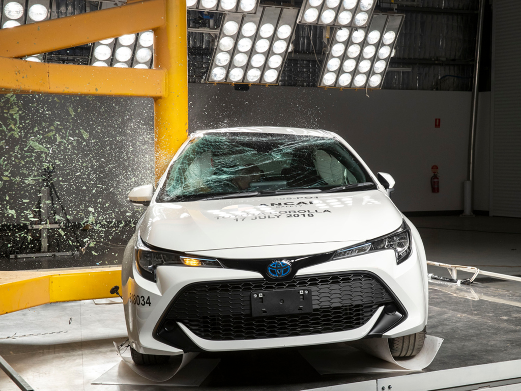The ANCAP safety rating for the Toyota Corolla sedan (Nov 2019 – onwards) is based on crash tests of the Toyota Corolla hatch. Toyota Corolla hatch pictured (oblique pole test at 32km/h).