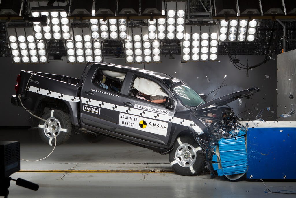 The ANCAP safety rating for the Holden Colorado 7 (2012 – Jun 2016) is based on crash tests of the Holden Colorado dual cab.  Holden Colorado dual cab pictured (frontal offset test at 64km/h).