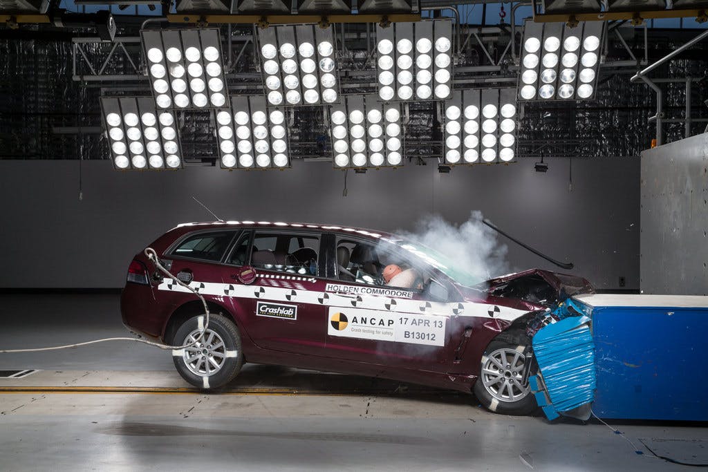 The ANCAP safety rating for the Holden Caprice (2013 – onward) is based on crash tests of the Holden Commodore sedan and wagon.  Holden Commodore wagon pictured (frontal offset test at 64km/h).