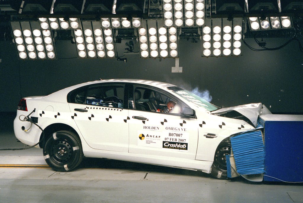 The ANCAP safety rating for the Holden Commodore Sportwagon (September 2009-2013) is based on crash tests of a Holden Commodore sedan.  Holden Commodore sedan pictured.