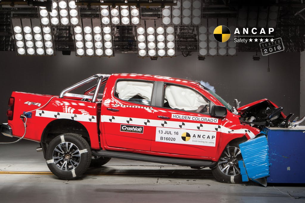 The ANCAP safety rating for the Holden Trailblazer (Jul 2016 – Sept 2020) is based on crash tests of the Holden Colorado. Holden Colorado pictured (frontal offset test at 64km/h). 
